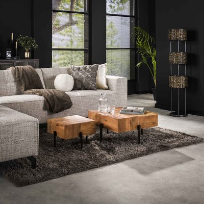 Duo de tables basses carrées en bois d'acacia MELBOURNE PIER IMPORT