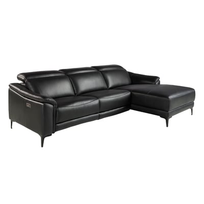 Canapé d'angle relax droite en cuir noir ANGEL CERDA