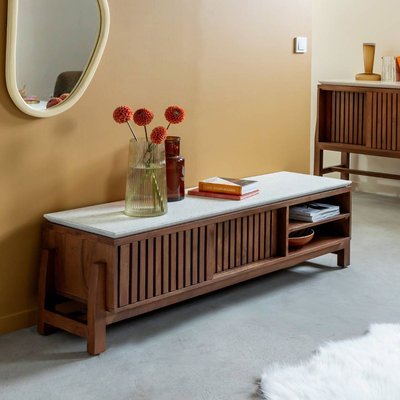 Meuble TV en bois d'acacia et terrazzo  KAELIS MADE IN MEUBLES 