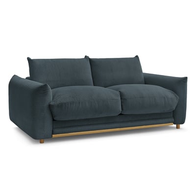 Canapé droit convertible 3 places en velours côtelé couchage 140x190 cm, ERNEST BOBOCHIC