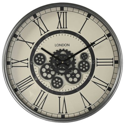 Horloge murale métal gris rouages 55x55x8cm WADIGA