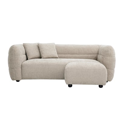 Canapé 3 places et repose pieds en tissu effet velours texturé beige JOYA MILIBOO