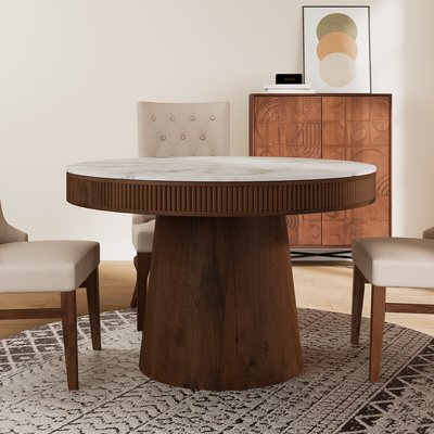 Niko Marble and Fluted Wood Dining Table (seats 4) ÉDITÉ