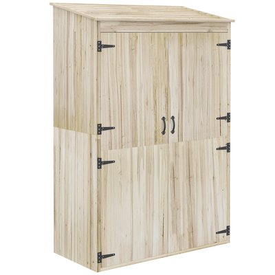 Armoire de jardin 2 portes bois - 2 étagères - sapin pré-huilé OUTSUNNY