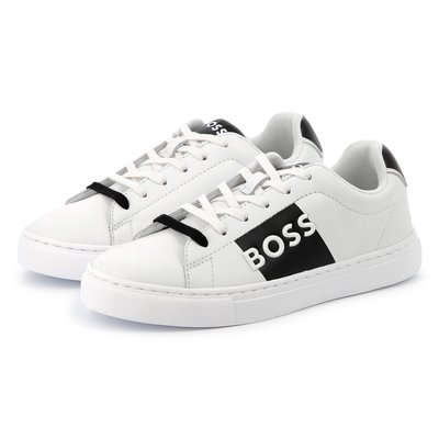 Baskets lacées en cuir BOSS KIDSWEAR