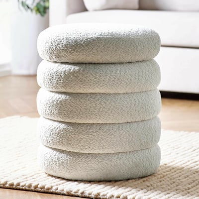Celes Bouclé Curve Upholstered Storage Stool SO'HOME