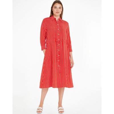 Gestreiftes Midikleid mit Knopfleiste TOMMY HILFIGER