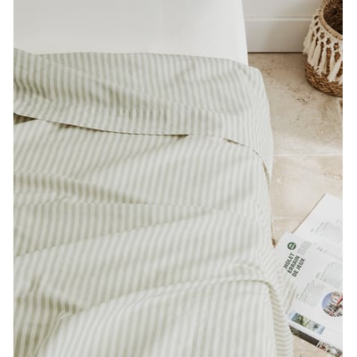 Drap plat adulte Percale de Coton Bio RAYÉ KADOLIS