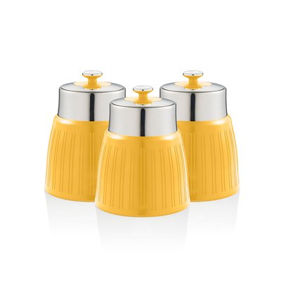 Set of 3 Retro Round Tea Coffee Sugar Canisters SWAN
