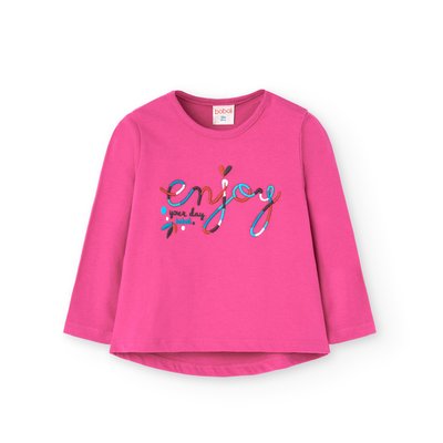 T-shirt en coton col rond avec dessin devant BOBOLI