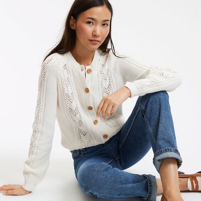 Cardigan en maille pointelle pur coton LA REDOUTE COLLECTIONS