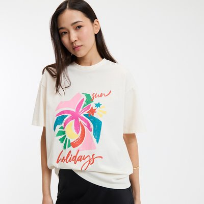 Printed Short-Sleeved T-Shirt with Crew-Neck LA REDOUTE COLLECTIONS