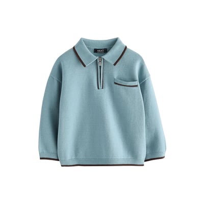 Polo en maille à col zippé et liserés NEXT