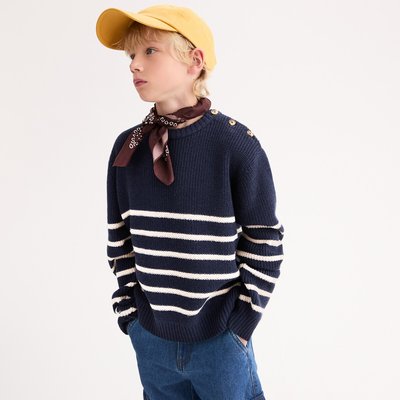 Gestreepte trui met ronde hals in grof tricot LA REDOUTE COLLECTIONS