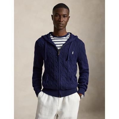 Pull zippé, à capuche, en maille torsadée POLO RALPH LAUREN