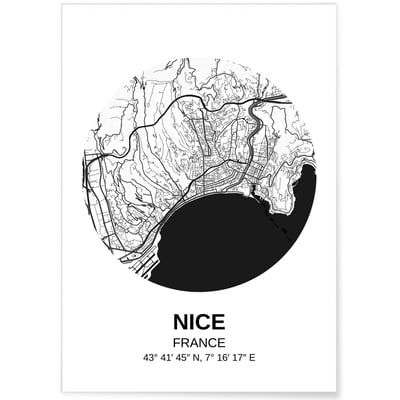 Affiche Carte Nice L'AFFICHERIE