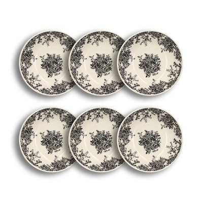 Lot de 6 assiettes creuses en grès 20,5cm, FLORALI NOVASTYL
