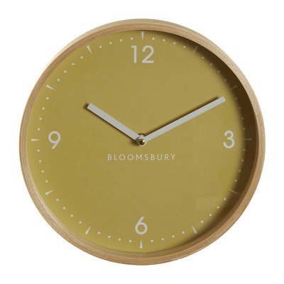 26cm Diameter Wall Clock in Yellow & Wood SO'HOME