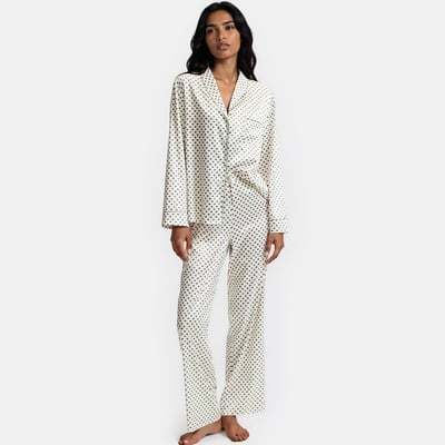 Pyjama 2 pièces en satin imprimé géométrique ANNE WEYBURN