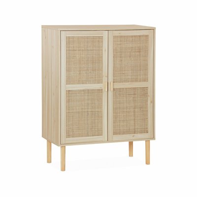 Buffet effet bois et cannage 2 portes 80cm CAMARGUE SWEEEK