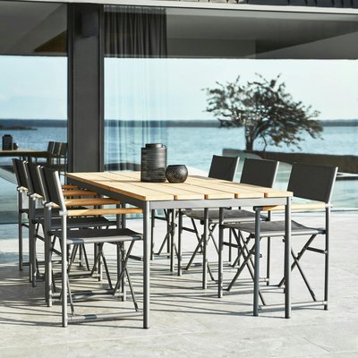 Table de jardin en aluminium gris ardoise et teck 238 cm OSLO PIER IMPORT