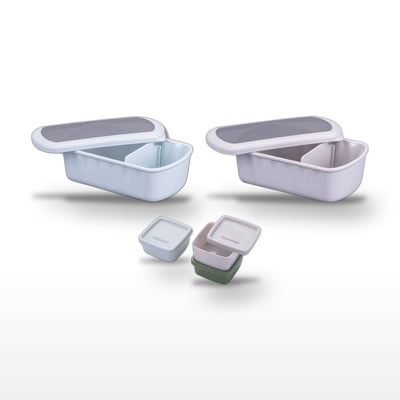 Lot de 2 lunch box 1L avec 3 boîtes à sauce STORAGE FACKELMANN