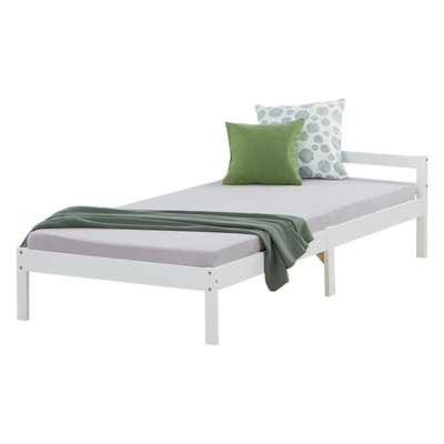 lit en bois pin simple 90x200 blanc HOMESTYLE4U