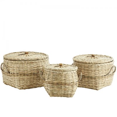 Lot de 3 paniers avec couvercle en fibre naturelle MADAM STOLTZ
