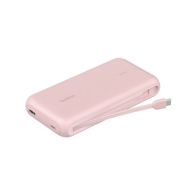 Batterie externe 20000 mAh avec cable USB-C intégre pink BELKIN