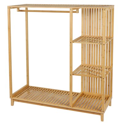 Penderie en bambou avec 3 étagères 120x47.5x128cm WADIGA