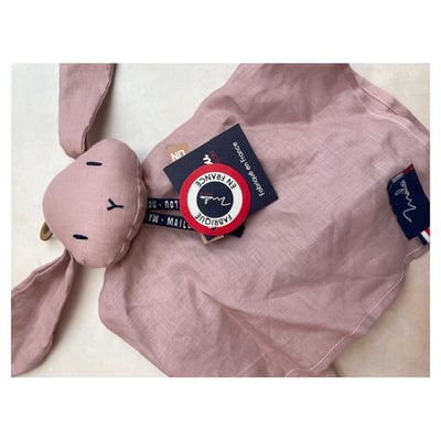 Perlipoppette doudou lapin rose MAILOU TRADITION