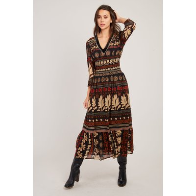 Robe longue imprimée col V BARTHOLOMEE DERHY