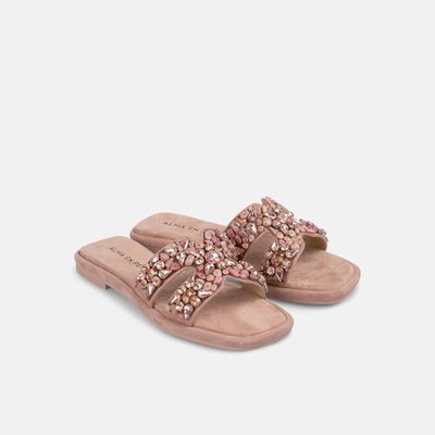 Sandales plates à bijoux avec bride croisée et bout carré ALMA EN PENA