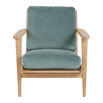 Fauteuil JULES en velours - Bleu céladon BLANC D’IVOIRE