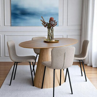 Table à manger ovale en bois clair 160 cm LISBONNE PIER IMPORT