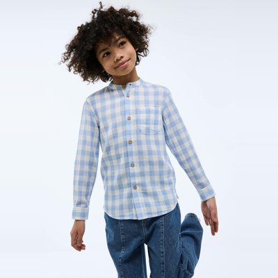 Chemise col mao vichy en gaze de coton BIO GOTS MONOPRIX