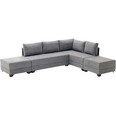 Canapé d'angle convertible en tissu gris Fly HANAH HOME