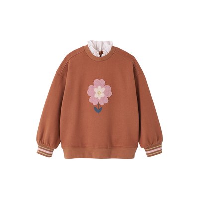 Sweat fantaisie motif fleur en bouclettes VERTBAUDET