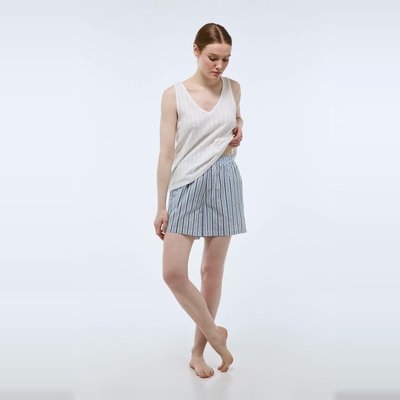 Pyjashort en pointelle et voile de coton BIO MONOPRIX