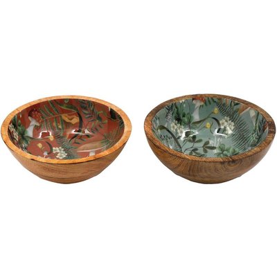 Saladier en manguier et émail Champignons (Lot de 2) 17.5 x 6.5 cm JARDINDECO