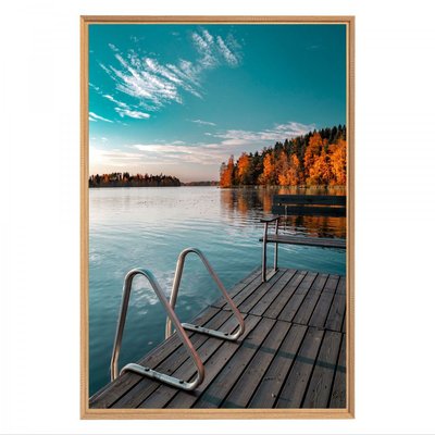 Tableau mural mat encadré autumn lake view CEANOTHE