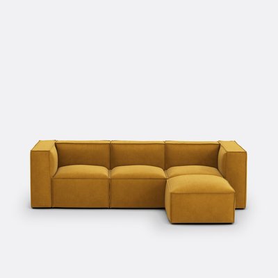 Sofá modulable 3 plazas y puff reposapiés, terciopelo vintage, Seven LA REDOUTE INTERIEURS