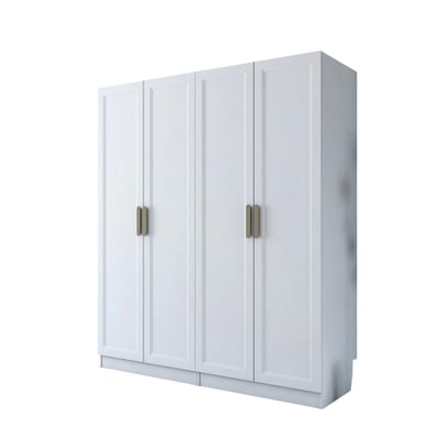 Armoire penderie blanche 4 portes 2 tringles BYRON PIER IMPORT