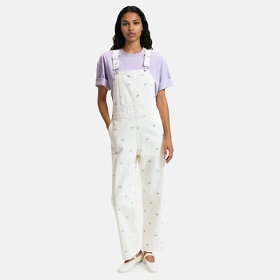 Latzhose mit Blumenstickerei, reine Baumwolle LA REDOUTE COLLECTIONS
