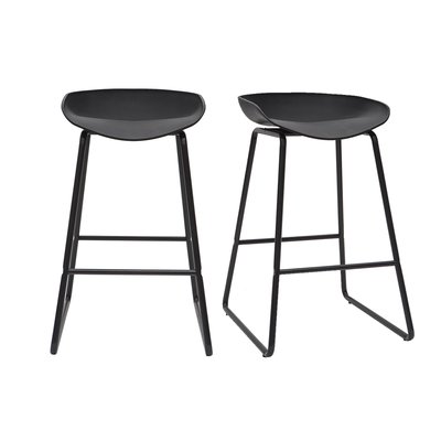 Tabourets de bar design noirs H65 cm (lot de 2) PEBBLE MILIBOO