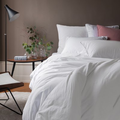 Housse de couette coton lavé biologique SOUFFLE CARRE BLANC