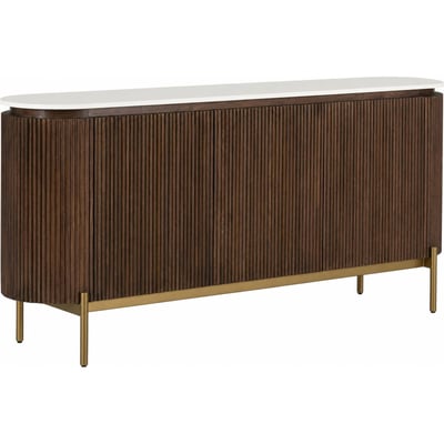 Buffet cannelé en bois d'orme, Piètement doré RECOLLECTION