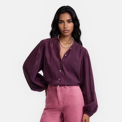 Chemise col mao, oversize, Signature LISE LA REDOUTE COLLECTIONS