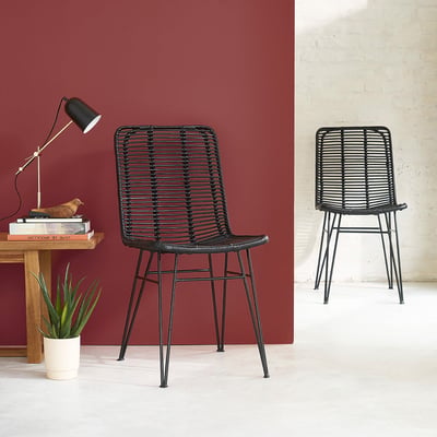 Lot de 2 chaises en rotin et métal  BOHEMA BERAH GETAH