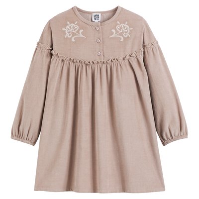 Jurk met lange mouwen in fluweel, geborduurde motieven LA REDOUTE COLLECTIONS
